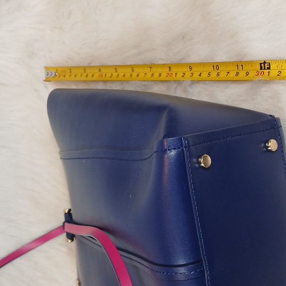 Kate Spade Arbour Hill Elodie Navy Blue Tote with Pink/Fuchsia  Interior - Picture 8 of 9